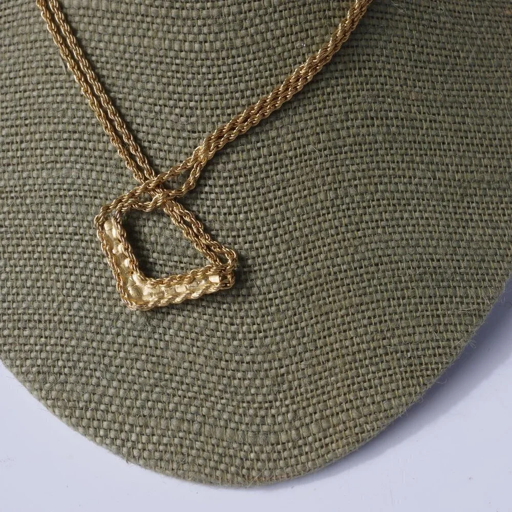 Women`s gold tone crystal double rope necklace.